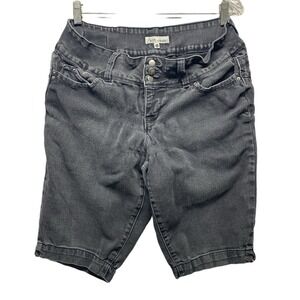 Royalty FOR ME Womens Denim Shorts 16W‎ Faded Charcoal Three Button Stretch